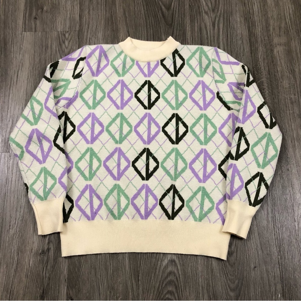 Christian Dior Women’s Size Small Sweater CD Diamond Argyle Pattern Paris